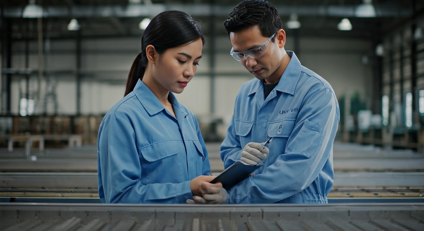 Third-party inspection team in factory